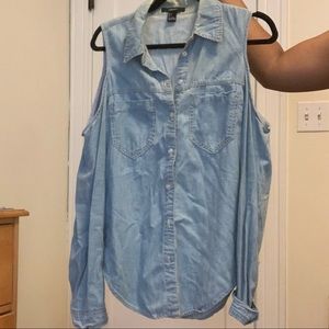 Chambray Button Down Forever 21 Shirt